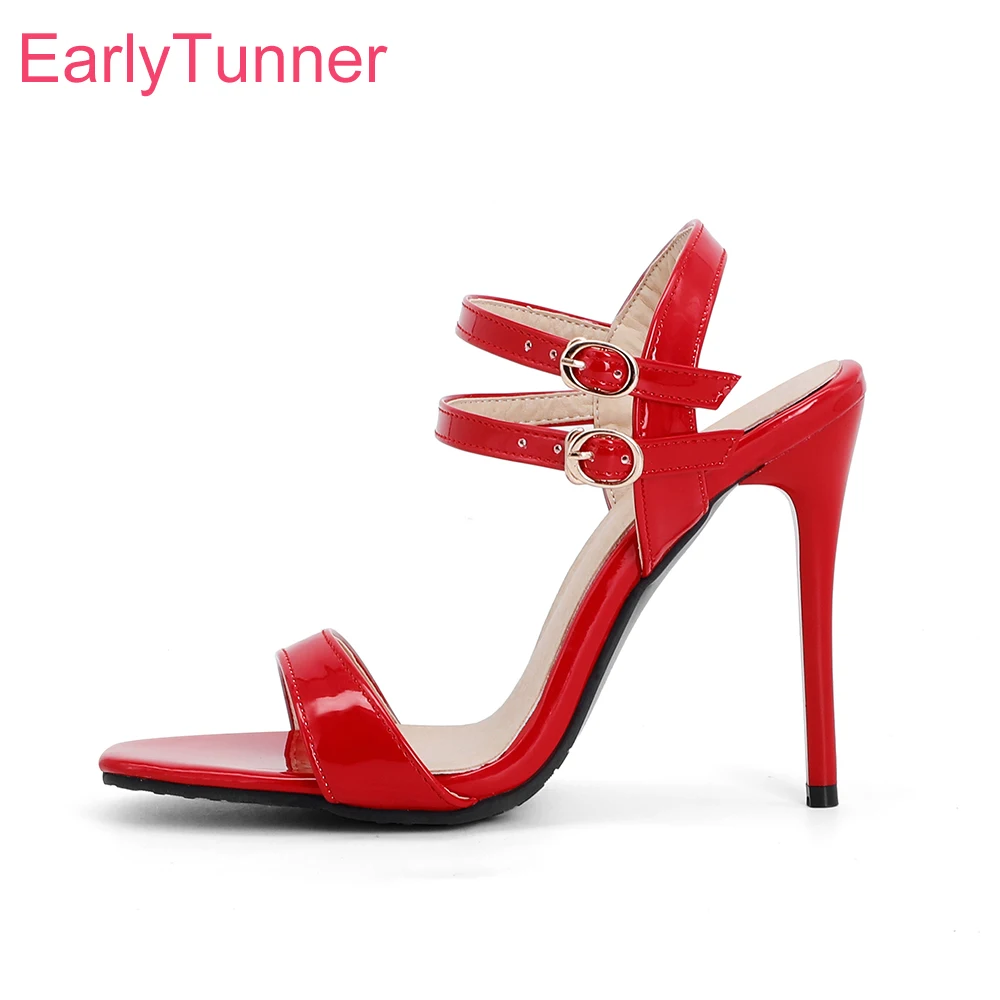 Leather Classic Strap - Sandal wanita hitam merah klasik baru