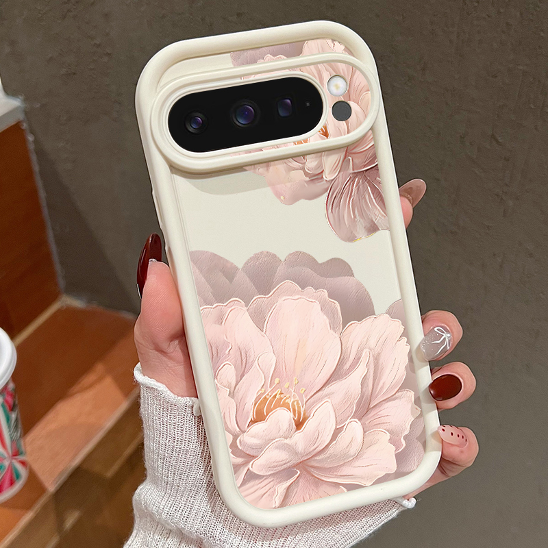 Google Pixel 9 - Casing Ponsel TPU Lembut Bermotif Bunga