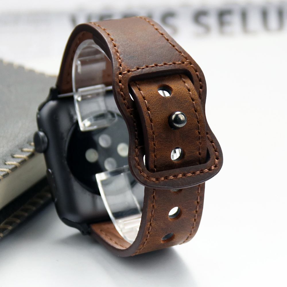 Smartwatch Accessories Shop - Tali jam kulit asli untuk Apple