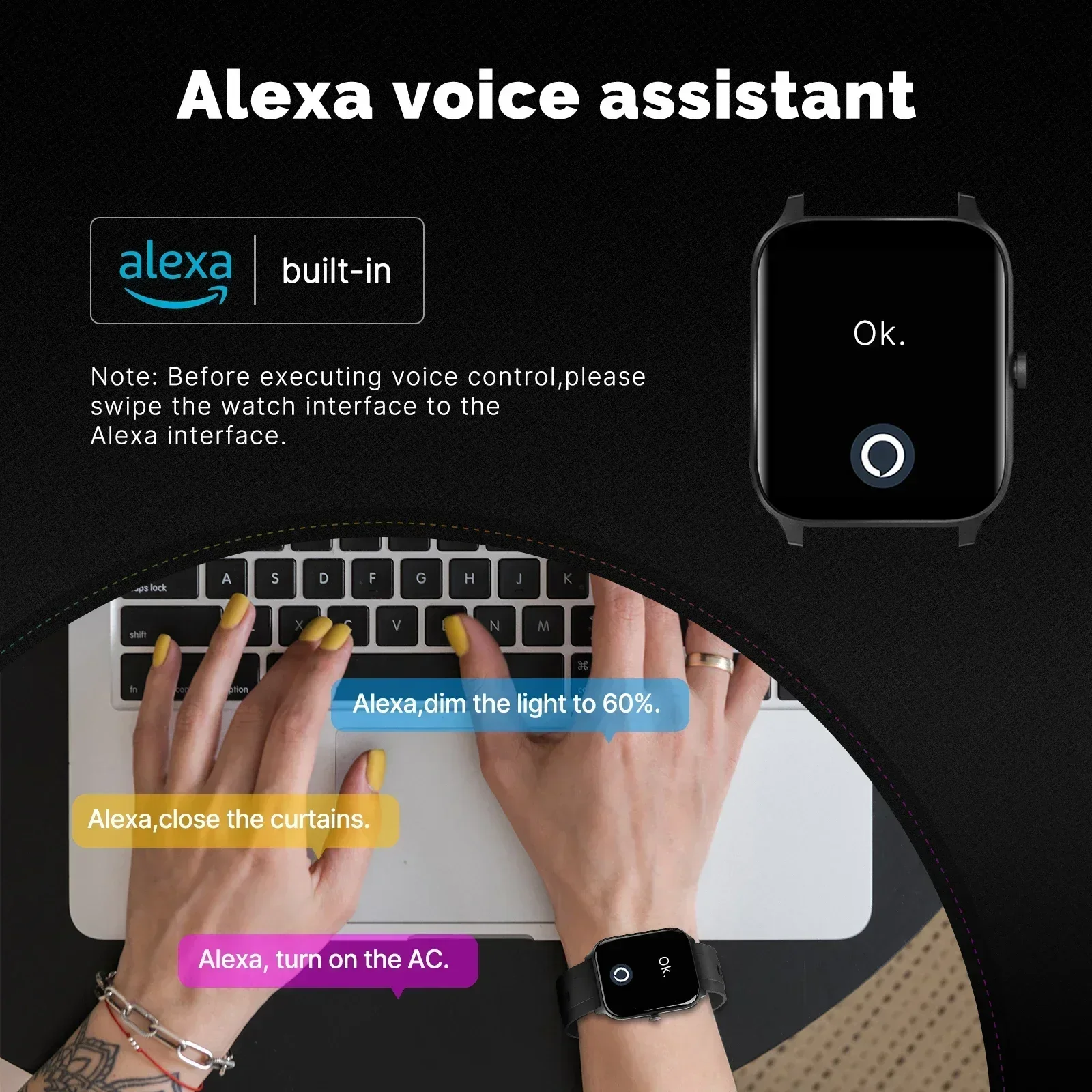 MOES Jam Tangan Pintar Alexa P - Smartwatch Face ulasan dan harga