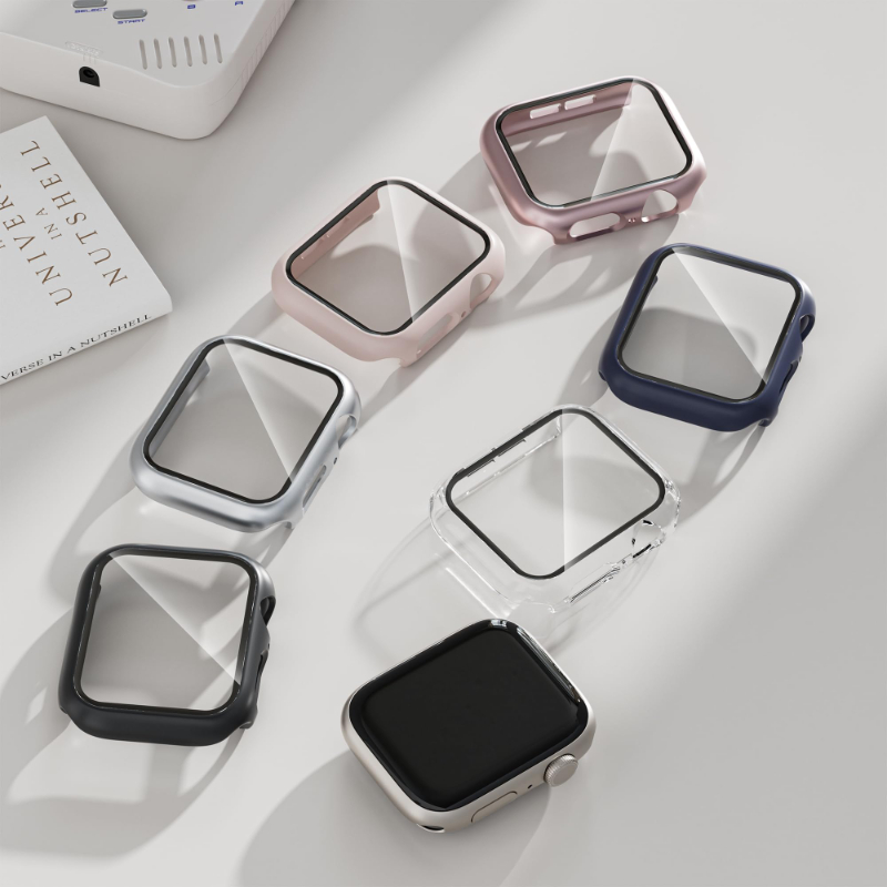2 Buah Kaca Antigores + Casing - Apple Smartwatch Accessories ulasan dan harga