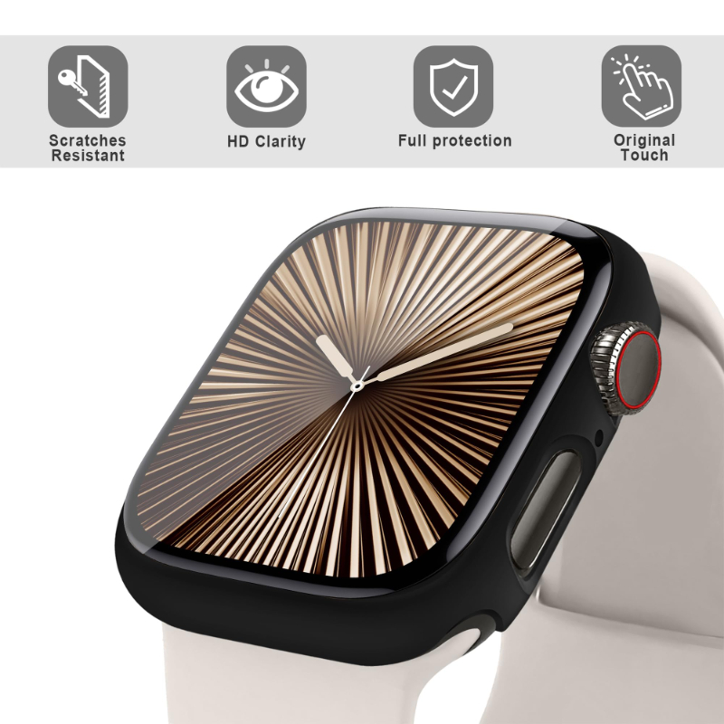 2 Buah Kaca Antigores + Casing - Apple Smartwatch Accessories ulasan dan harga